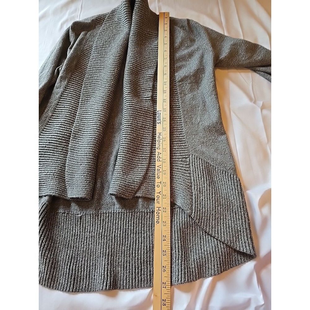 INC International Concept Grey Silver Metallic Shawl Collar Cardigan Size Medium - Picture 7 of 10